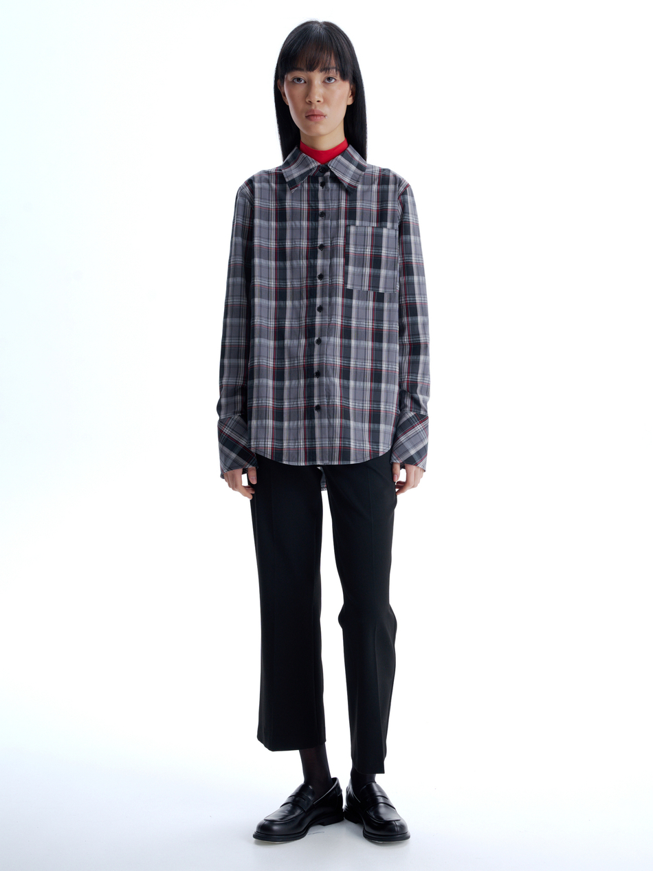 Рубашка с широкими манжетами в клетку Рубашка с широкими манжетами в клетку