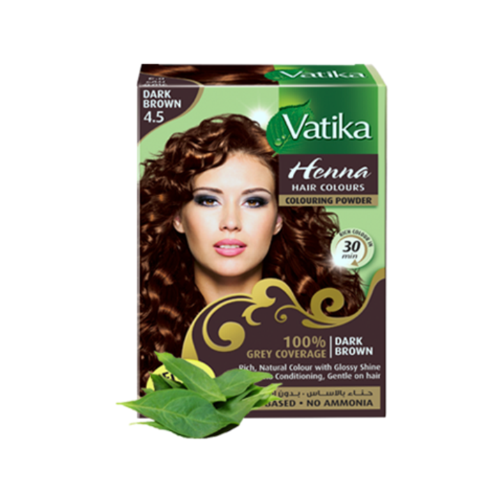 Краска для волос Dabur Vatika Henna Dark Brown № 4,5 на основе хны Темно-коричневый 6 х 10 г = 60 г