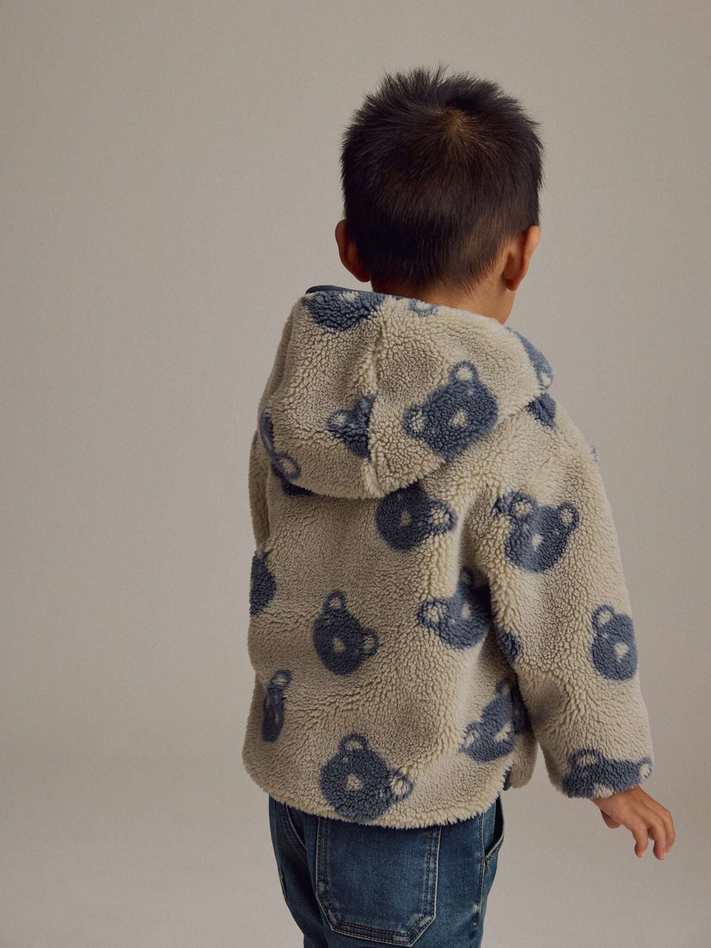 Куртка флисовая с капюшоном для мальчика Next B78-534, Бежевый