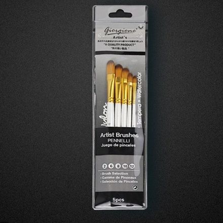 Набор кистей нейлон 5шт Giorgione плоские G-5010Z white, в блистере