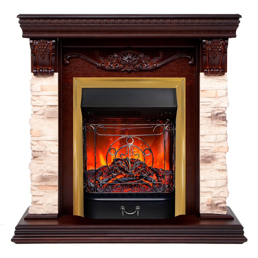 Каминокомплект Real Flame Patricia STD NT с очагом Majestic Lux Brass