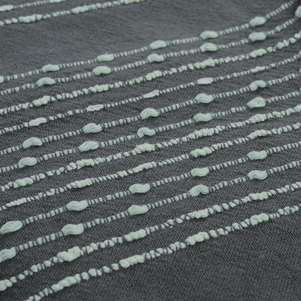 Покрывало хлопковое 230х250 Tkano Ethnic серое с декоративной строчкой