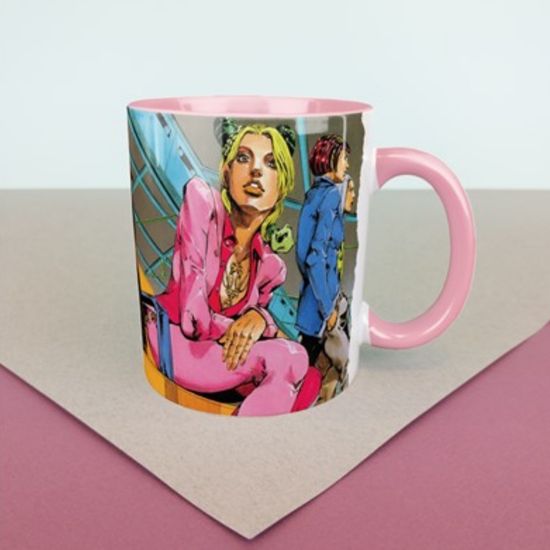 Кружка керамическая Невероятные приключения Джоджо, Джолин, лети высоко с Гуччи, 330мл (розовая)