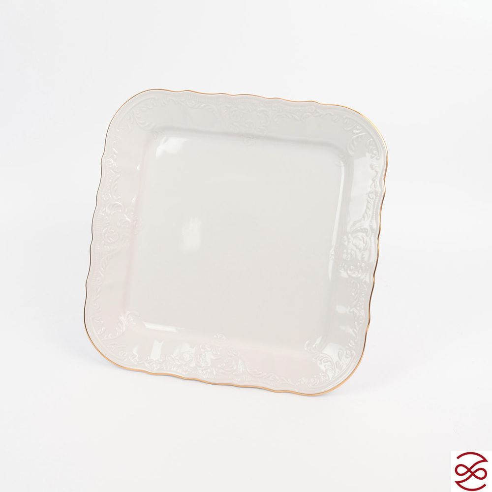 Поднос на ножке Bernadotte Белый узор 26см