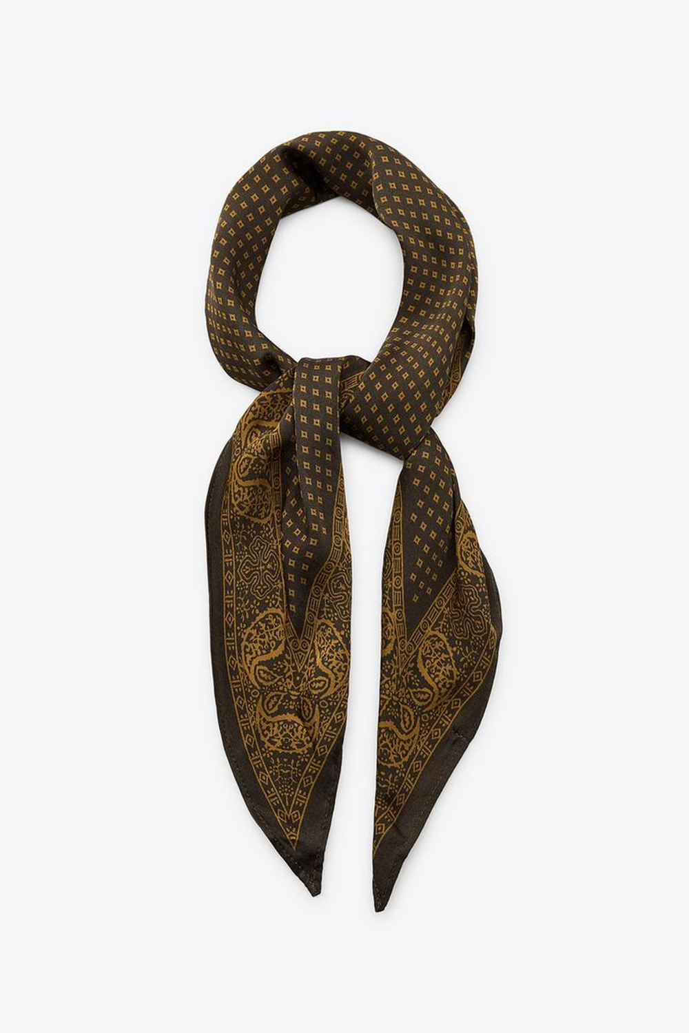 ZARA БАНДАНА С АТЛАСНЫМ ПРИНТОМ, ХАКИ