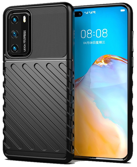 Черный чехол для Huawei P40 с текстурным рисунком, серии Onyx от Caseport