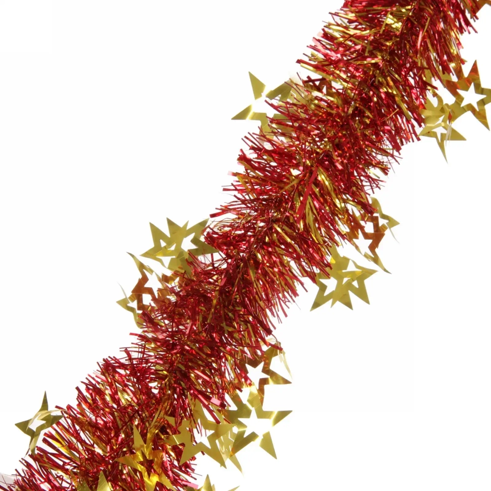 Мишура 2м 8см «Звезда», Красный/золото