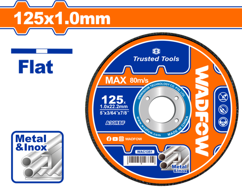 Диск отрезной 125х1х22.2 мм (100/400) WADFOW WAC1351