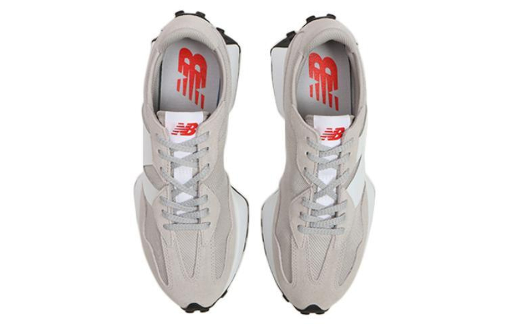 New Balance NB 327 retro letter lace-up fabric leather non-slip wear-resistant low-cut casual running shoes for men and women the same gray and white