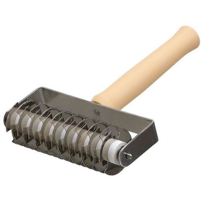 Нож роликовый для теста;пластик,сталь нерж.;D=4,L=17,B=14см;бежев.,металлич. (Цвет: бежевый)