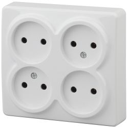 Розетка ЭРА Эксперт 11-2210-01 четверная 4х2P 16A-250В IP20 ОУ горизонтальная белый