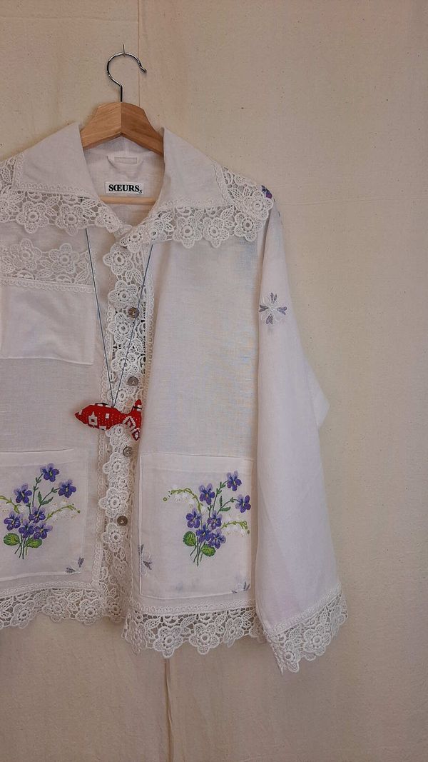 Рубашка с Серебряной Нитью/Silver Lace Long Sleeve Shirt белая - фото 3