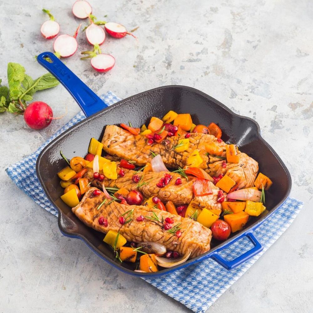 Сковорода-гриль 28*28 см чугун синяя LAVA