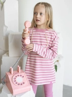 Розовый костюм для девочки в полоску на осень