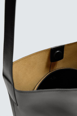 ZARA КОЖАНАЯ СУМКА-ШОПЕР LIMITED EDITION, ЧЕРНЫЙ