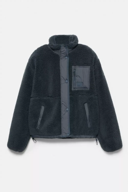 PULL&BEAR Куртка из искусственного меха, синий