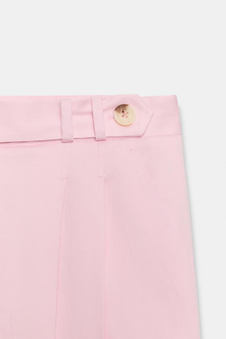 ZARA БРЮКИ С ШИРОКИМИ ШТАНИНАМИ И ЗАЩИПАМИ, РОЗОВЫЙ