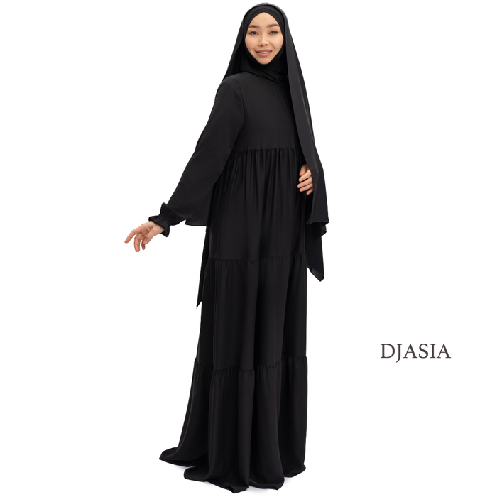 КАСКАДНОЕ ПЛАТЬЕ ИЗ АБАЙНОГО ШЕЛКА