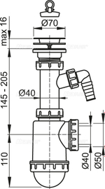 Сифон для мойки AlcaPlast A441P-DN50/40