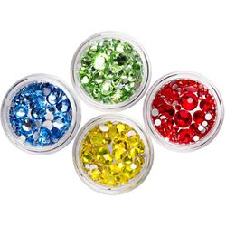 Стразы цветные микс размеров в баночке Peridot зеленые