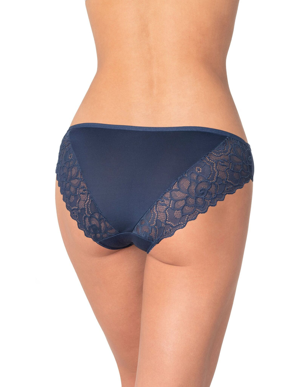 Бамбуковые трусики-слипы с кружевными элементами (Размер: XL) (Цвет: темно-синий)