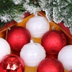 Новогодние шары «Волшебный вальс» 8 см (набор 12 шт), Красный/белый