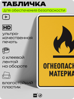 Табличка для обеспечения безопасности "Огнеопасный материал", для производства, предприятия, организаций, 40х30 см, Silver Plane x Айдентика Технолоджи