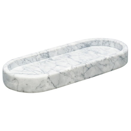 Поднос овальный Marm из белого мрамора 25*10 см