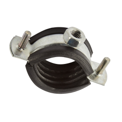 Хомут сантехнический (трубный) металлический с резиновым профилем и гайкой