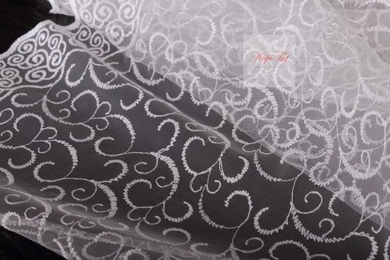 Тюль сетка с вышивкой Веточки (белый)