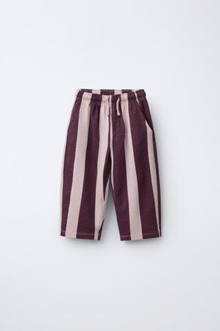 ZARA ПРЯМЫЕ БРЮКИ ИЗ МЯГКОЙ ТКАНИ В ПОЛОСКУ, ЛИЛОВЫЙ