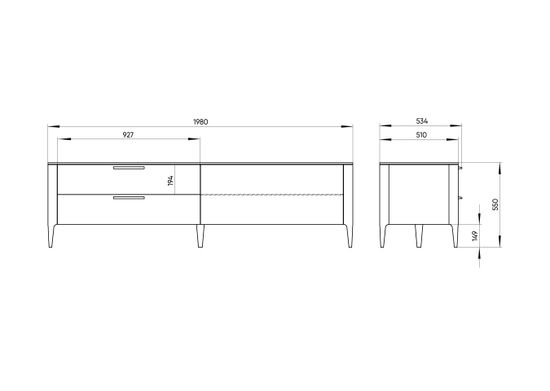 Тумба Type oak под ТВ 2 ящика откидная дверь (cерый)