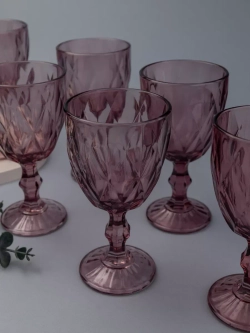 Набор фужеров для вина, 330 мл, 6 шт. Пурпурные