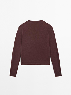 Massimo Dutti Свитер из 100% льняной ткани, гранатовый