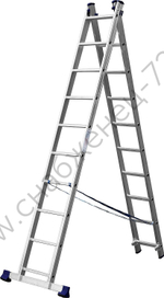 СИБИН, 10 ступеней, со стабилизатором, алюминиевая, Двухсекционная лестница (38823-10)