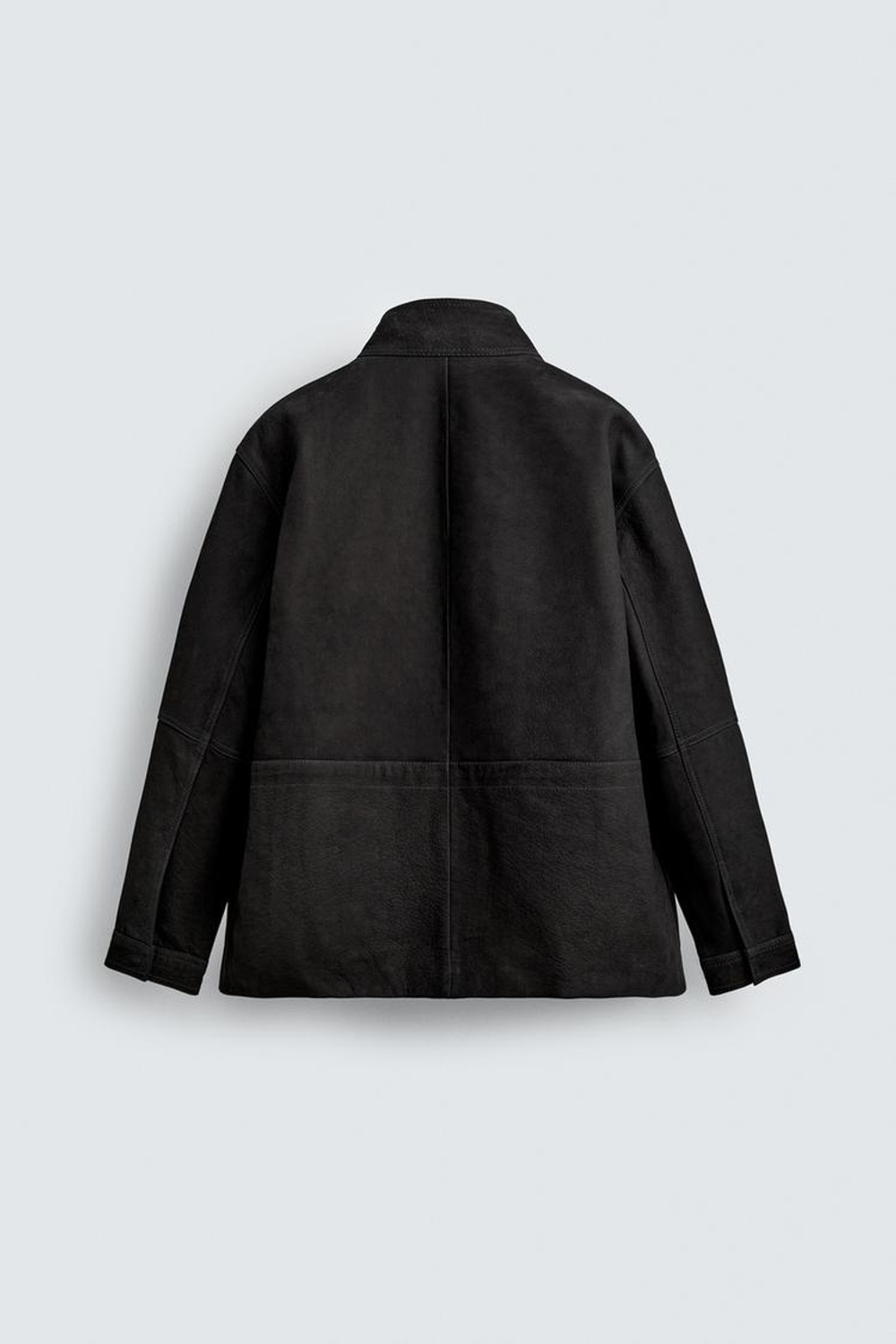 ZARA ПАРКА СВОБОДНОГО КРОЯ ИЗ КОЖИ, АНТРАЦИТОВО-СЕРЫЙ