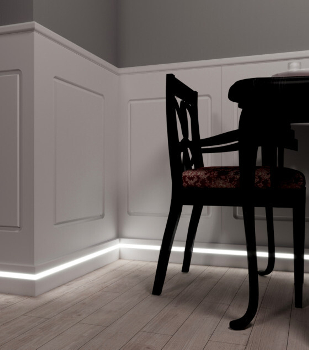 Плинтус МДФ EVROWOOD, PN 101 LED, Белый