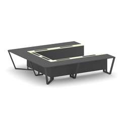 Steel Meet Стол переговорный П-образный KM-PR.B.SP-11P Антрацит/Ваниль Глянец/Металл Черный 3200*320