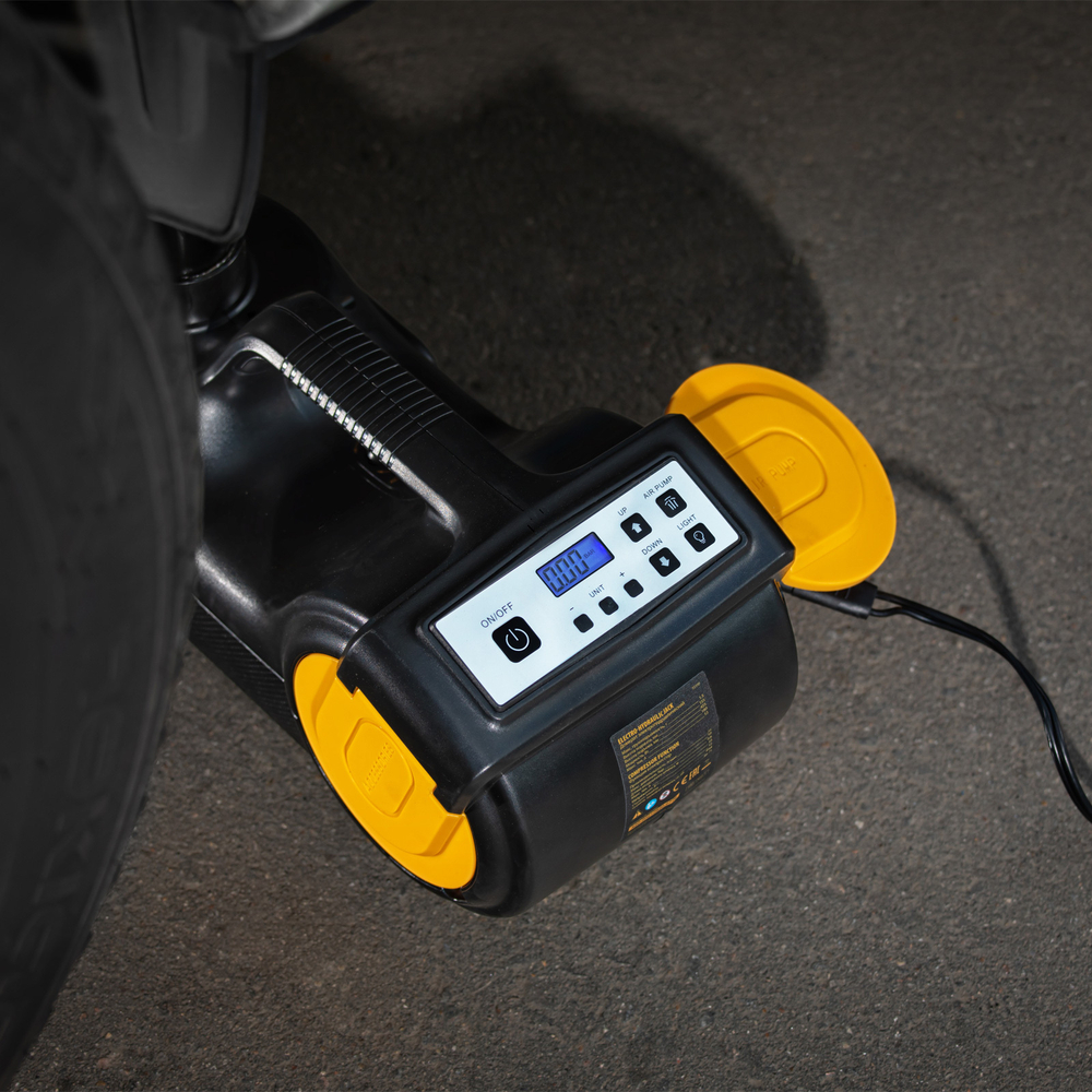 Домкрат электрогидравлический «3 в 1» (1,5 т), 12В, с гайковертом электрическим, в наборе Denzel