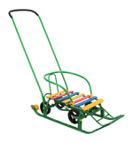 Санки "Мишутка 1 универсал" с механизмом выдвижных колесных шасси Зеленая рама, разноцв МУС-1 Galaxy