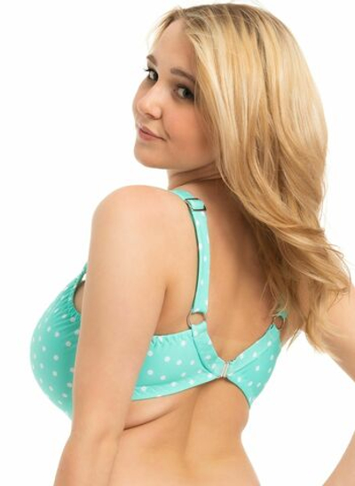 Аквамариновый купальный лиф-топ в горошек (Размер: 70G) (Цвет: аквамариновый)