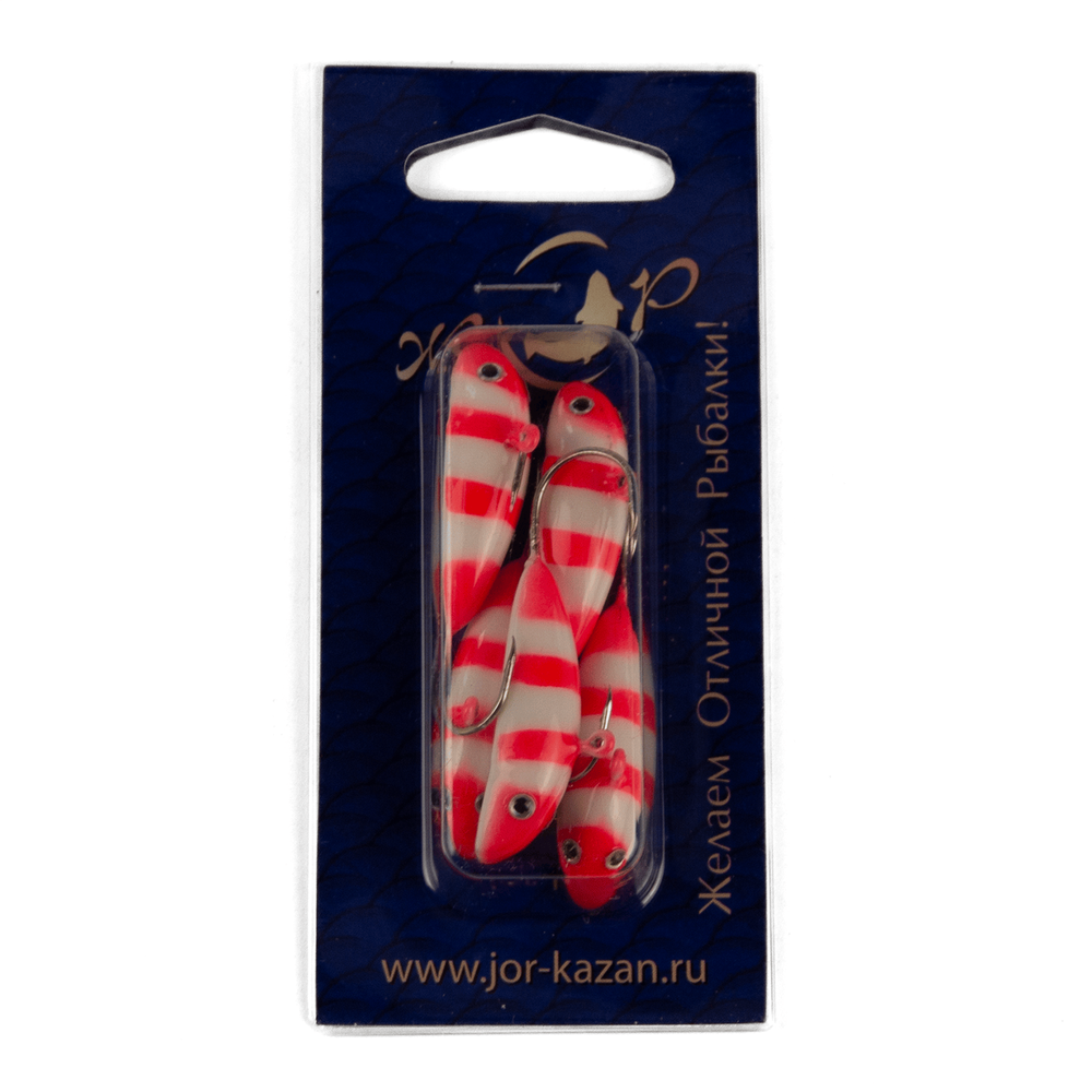 Блесна-мормышка ЖОР "Сомик" цветная флуоресцентная (35мм, 16гр, 5шт/уп)