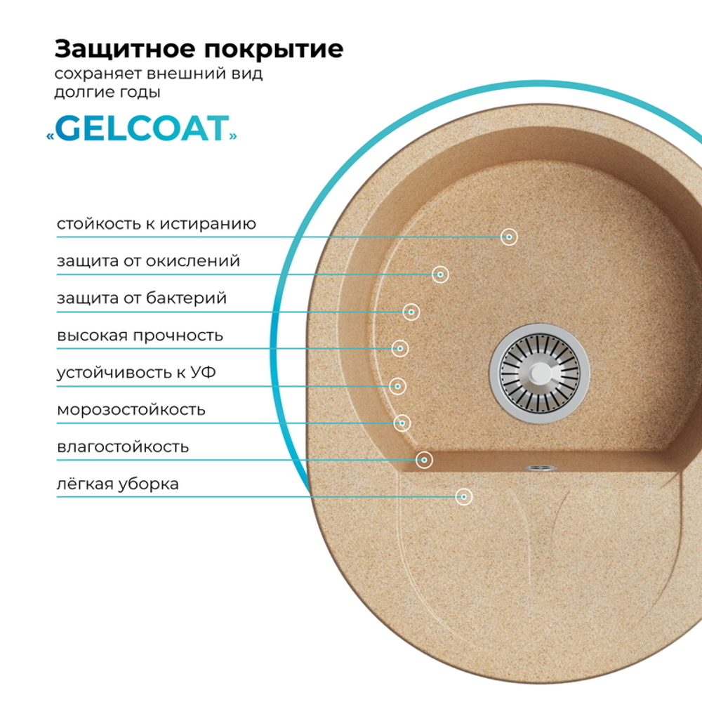 Мойка POLYGRAN ATOL-620 песочный №302