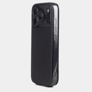 Чехол iPhone 17 Pro Max натуральная кожа сафьяно, черного цвета