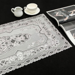 Салфетка ажурная, прямоугольная, ПВХ, 82*40 см, цвет серебро.
