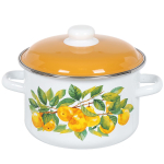 Кастрюля сталь, эмал, 4 л, с крыш, крышка сталь, СтальЭмаль, Грушевый сад, 6RD201M, белоснежная