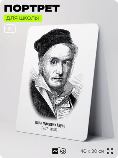 Портрет для школы в кабинет математики "Карл Фридрих Гаусс", стенд школьный для класса, деятели науки для оформления классного уголка, 40х30 см, Silver Plane x Айдентика Технолоджи