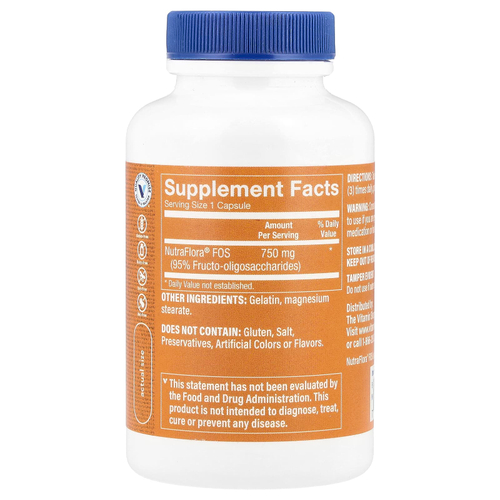 The Vitamin Shoppe, NutraFlora®, пробиотик с ФОС, 750 мг, 100 капсул