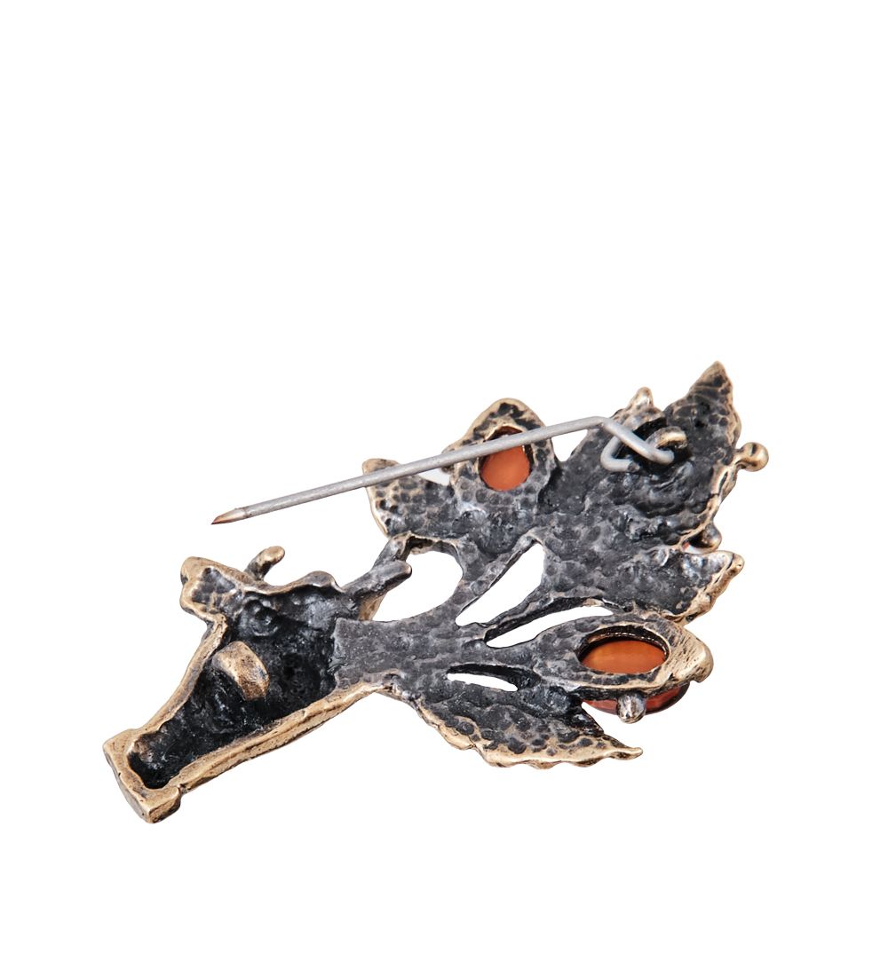 AM-3941 Брошь «Букет Настроения» (латунь, янтарь)