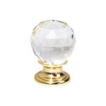 Ручка-кнопка, отделка золото глянец + стекло